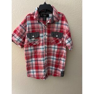 Beverly Hills Polo Club Boy's‎ Plaid Short Sleeve Shirt Medium (A605)